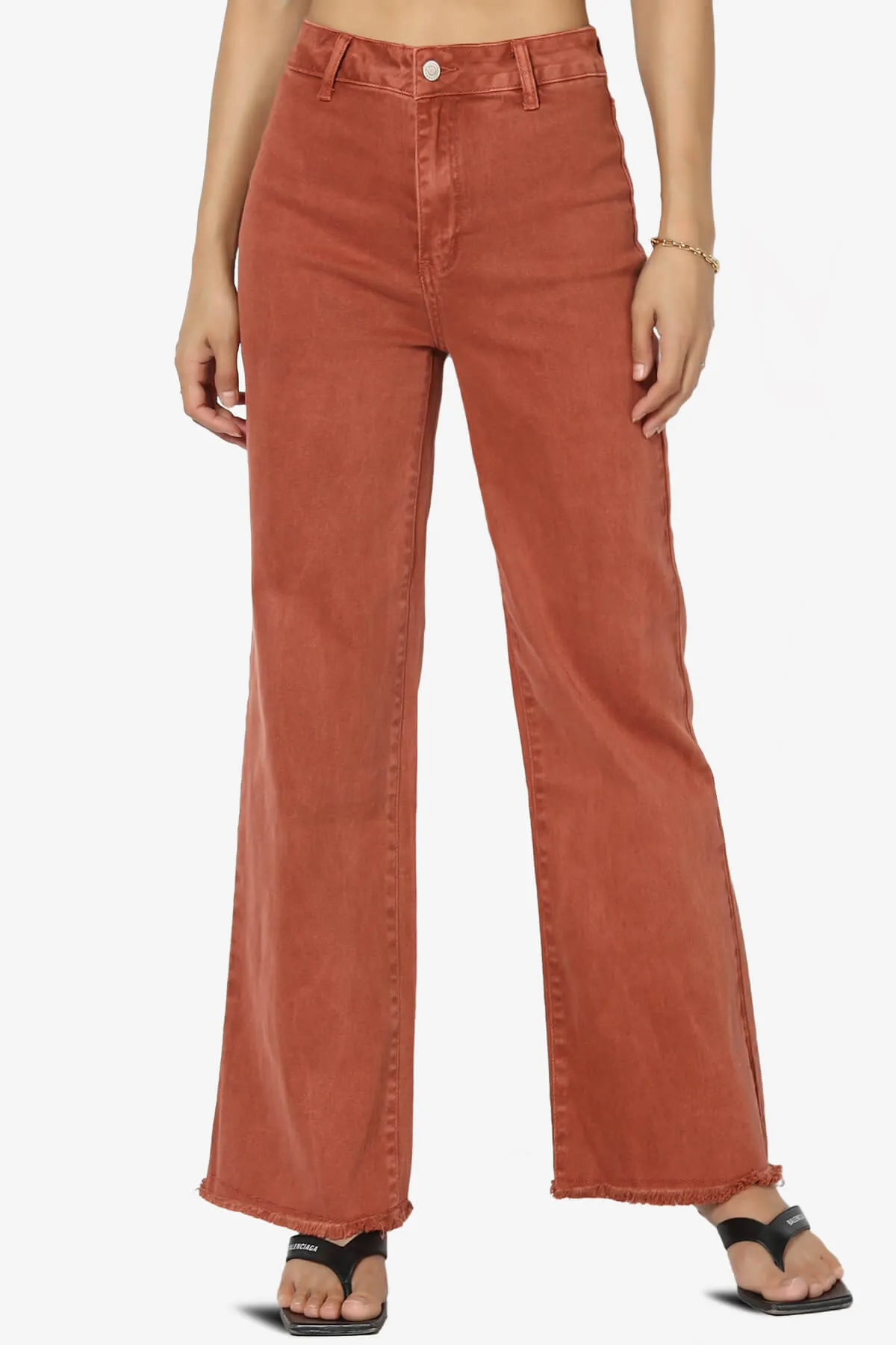 Davie Acid Wash Cutoff Hem Wide Leg Pants