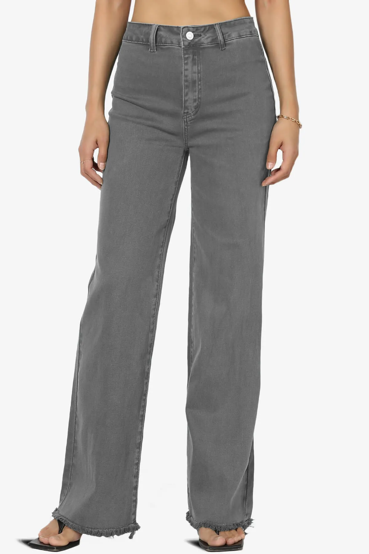 Davie Acid Wash Cutoff Hem Wide Leg Pants