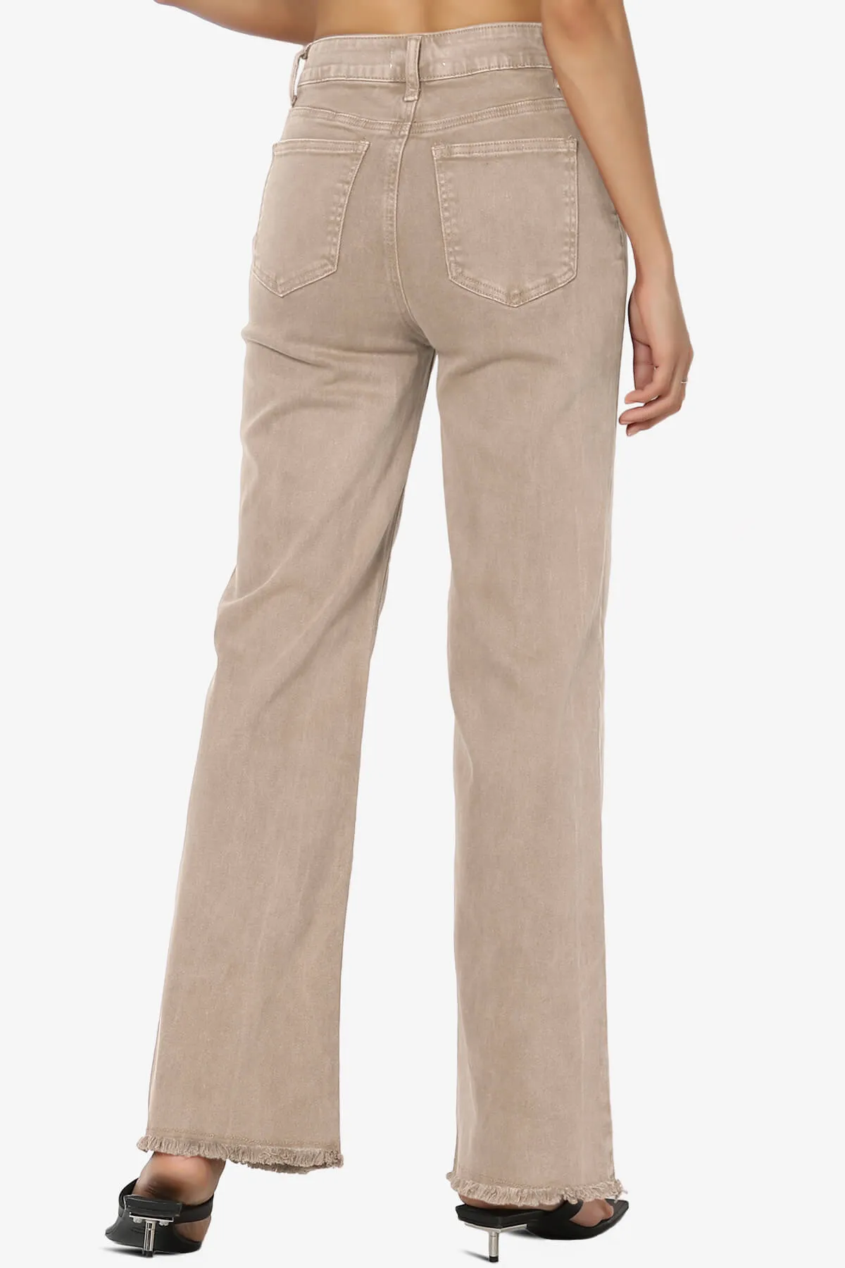 Davie Acid Wash Cutoff Hem Wide Leg Pants