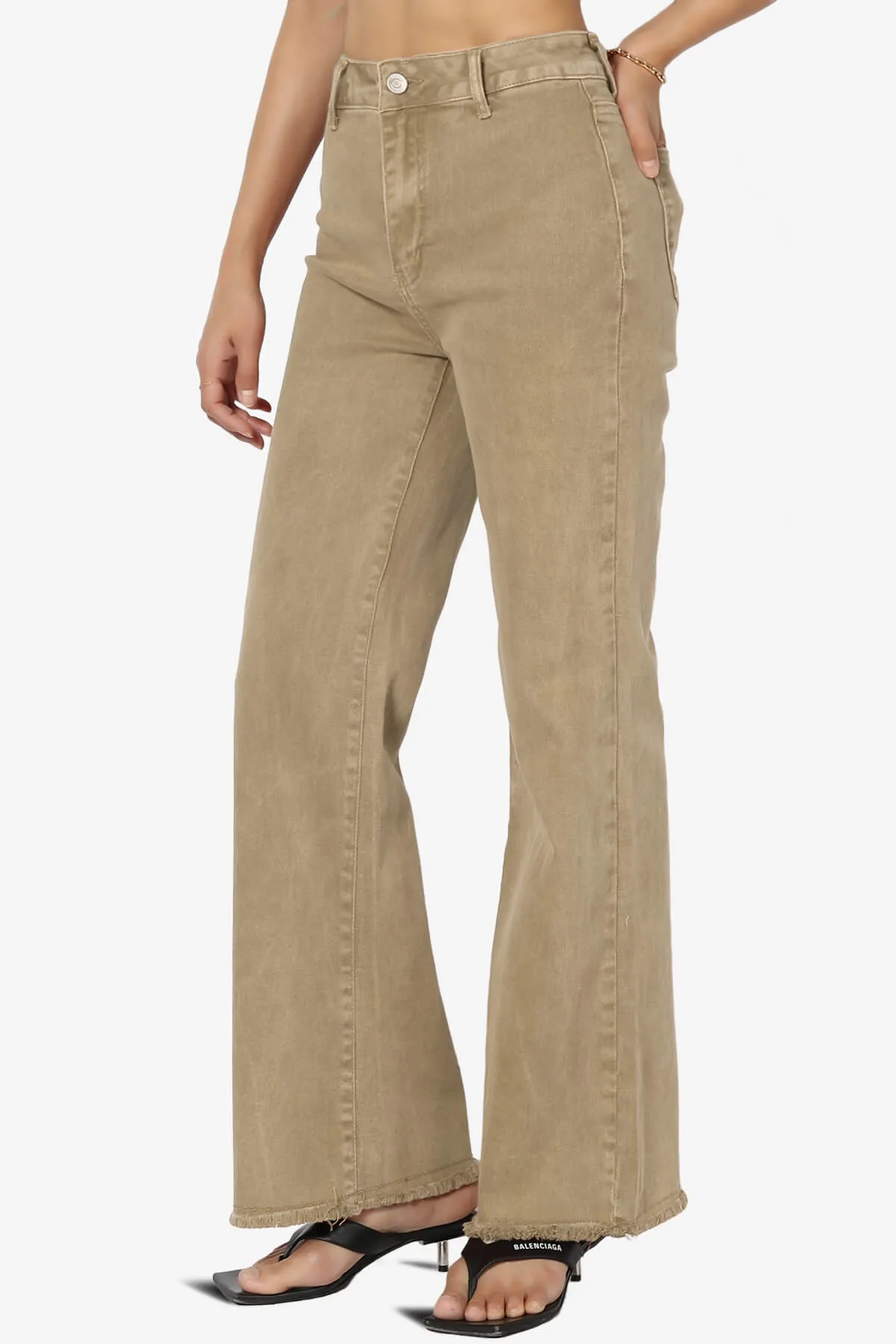 Davie Acid Wash Cutoff Hem Wide Leg Pants