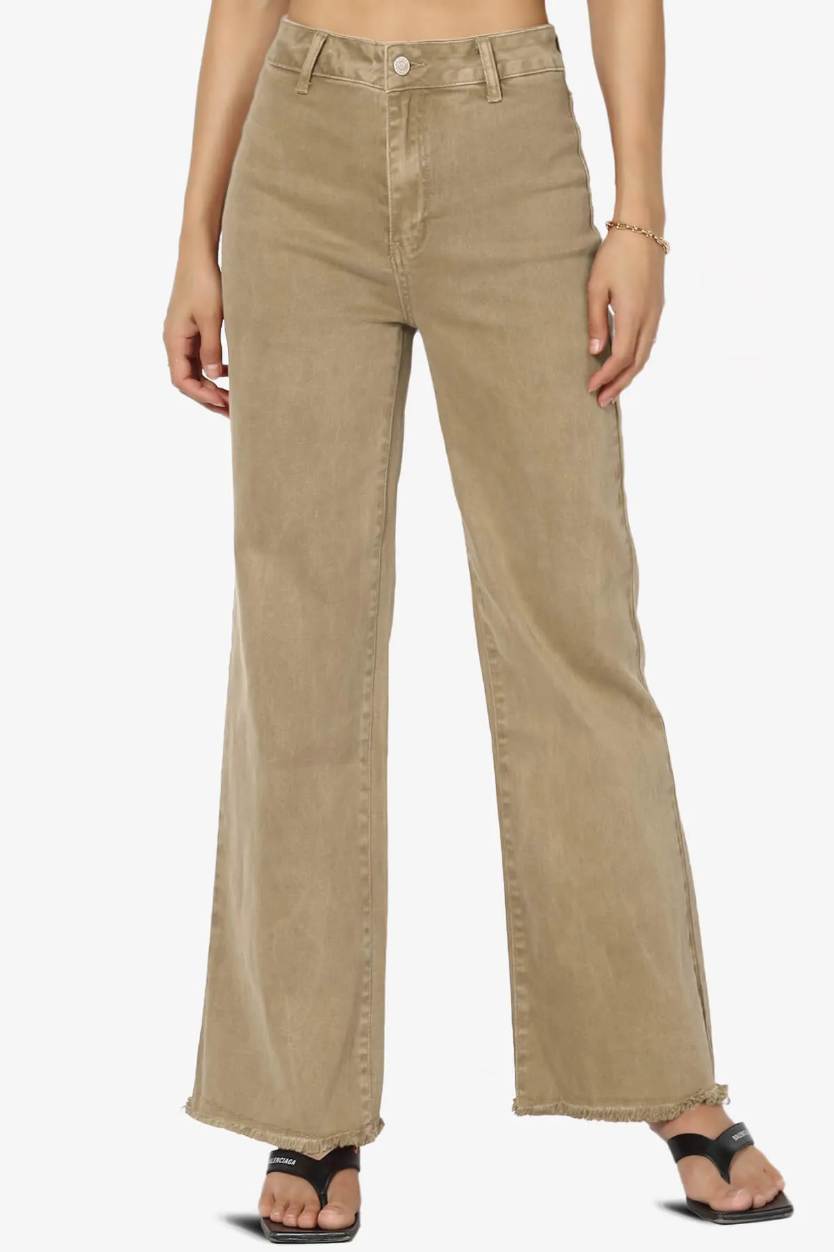 Davie Acid Wash Cutoff Hem Wide Leg Pants