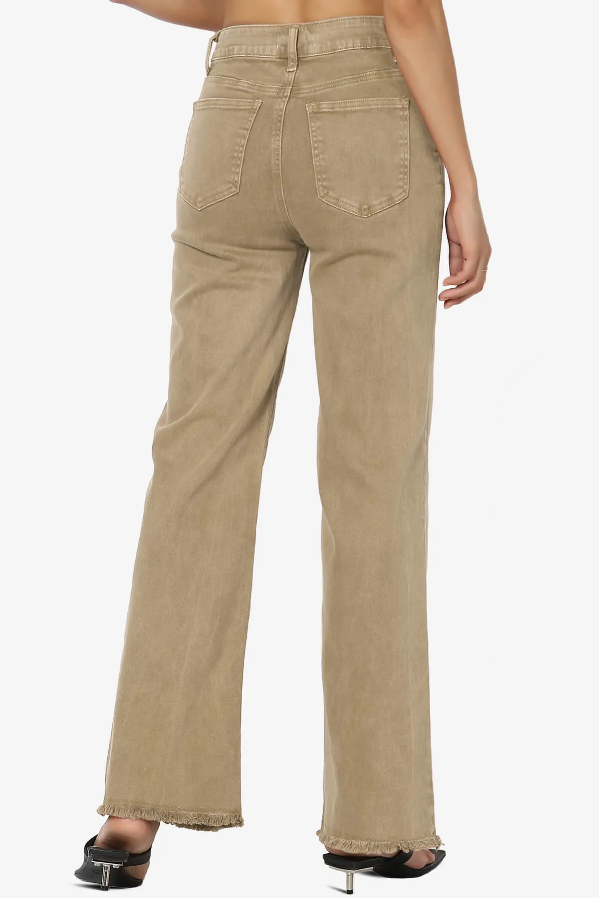 Davie Acid Wash Cutoff Hem Wide Leg Pants