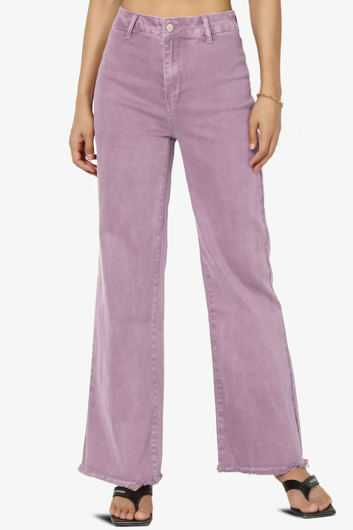 Davie Acid Wash Cutoff Hem Wide Leg Pants