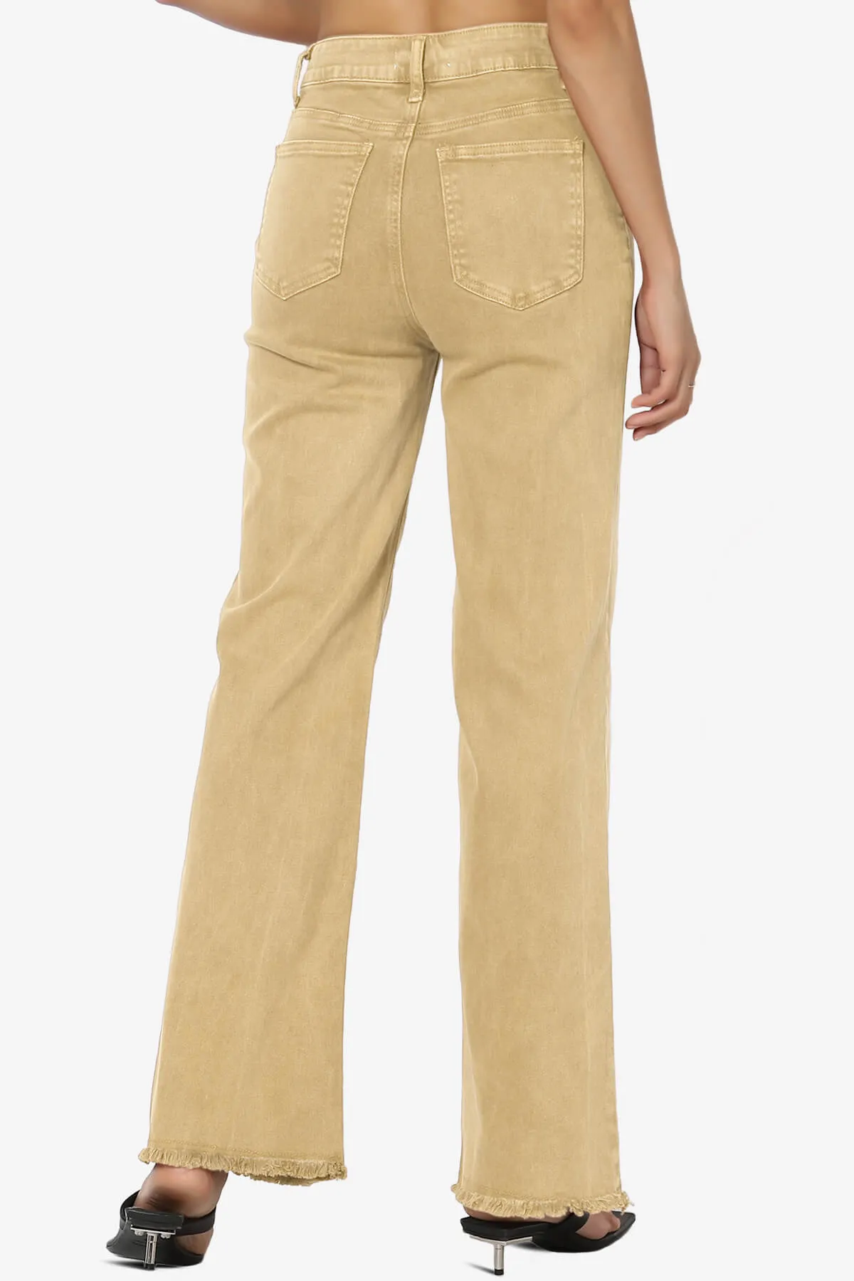 Davie Acid Wash Cutoff Hem Wide Leg Pants