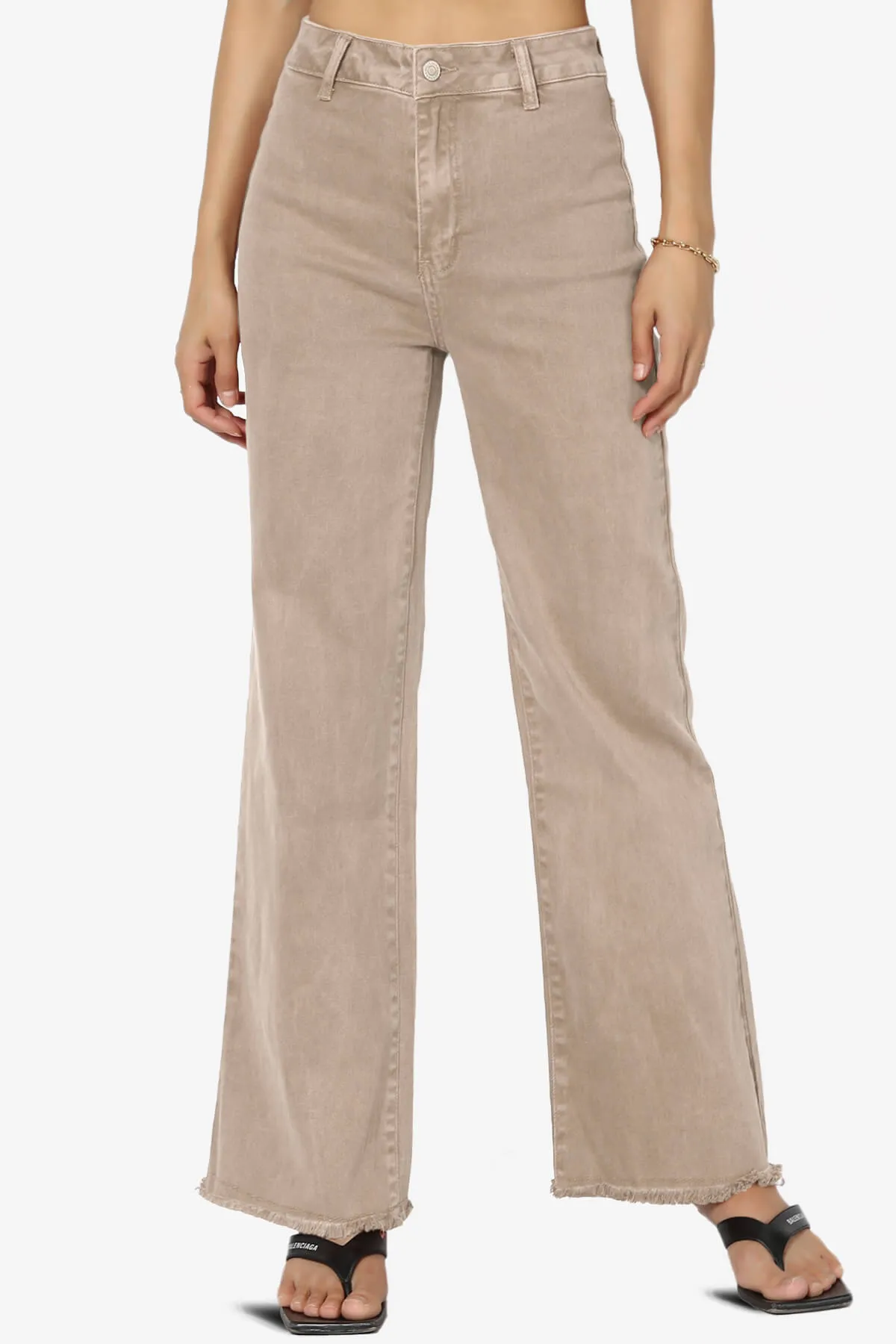 Davie Acid Wash Cutoff Hem Wide Leg Pants