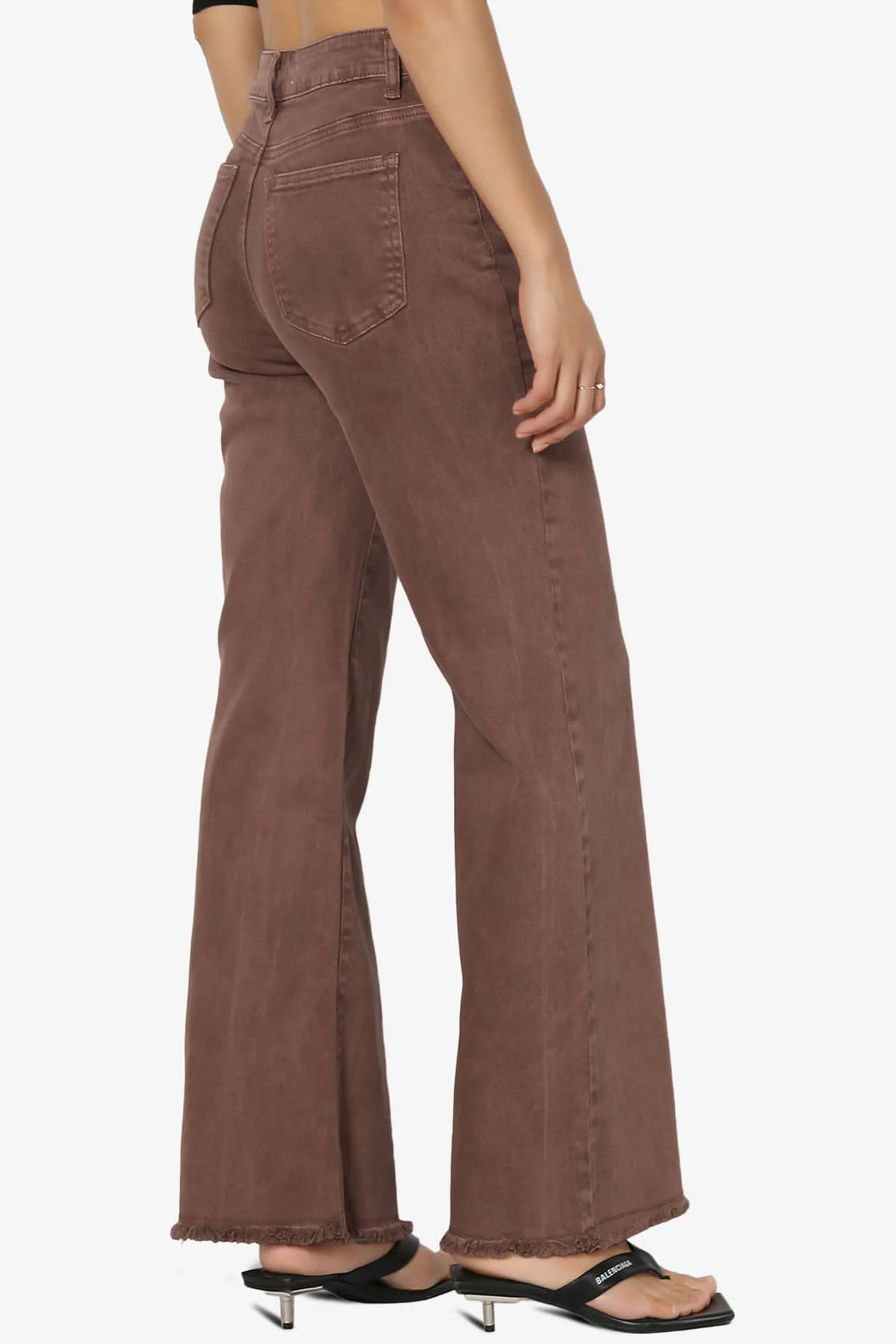 Davie Acid Wash Cutoff Hem Wide Leg Pants