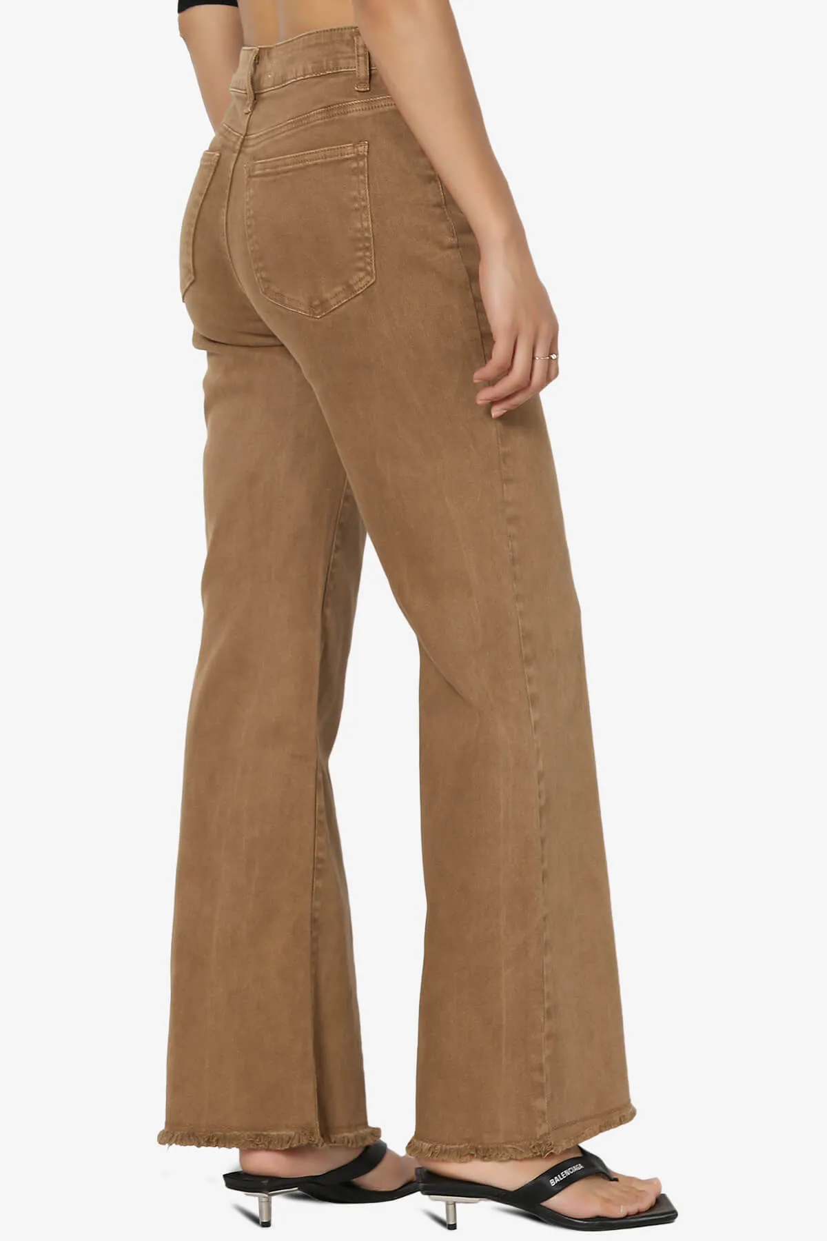 Davie Acid Wash Cutoff Hem Wide Leg Pants