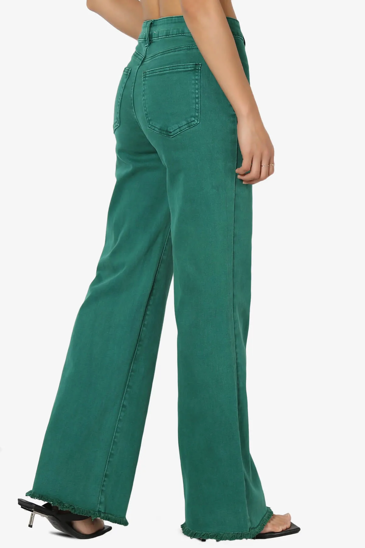 Davie Acid Wash Cutoff Hem Wide Leg Pants