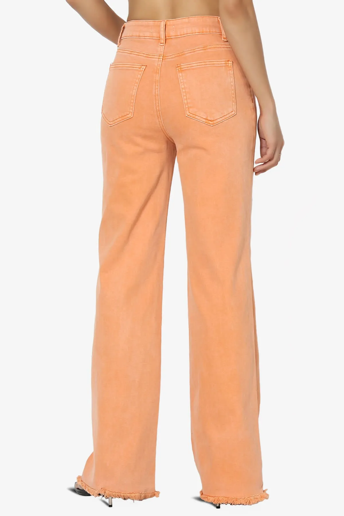 Davie Acid Wash Cutoff Hem Wide Leg Pants