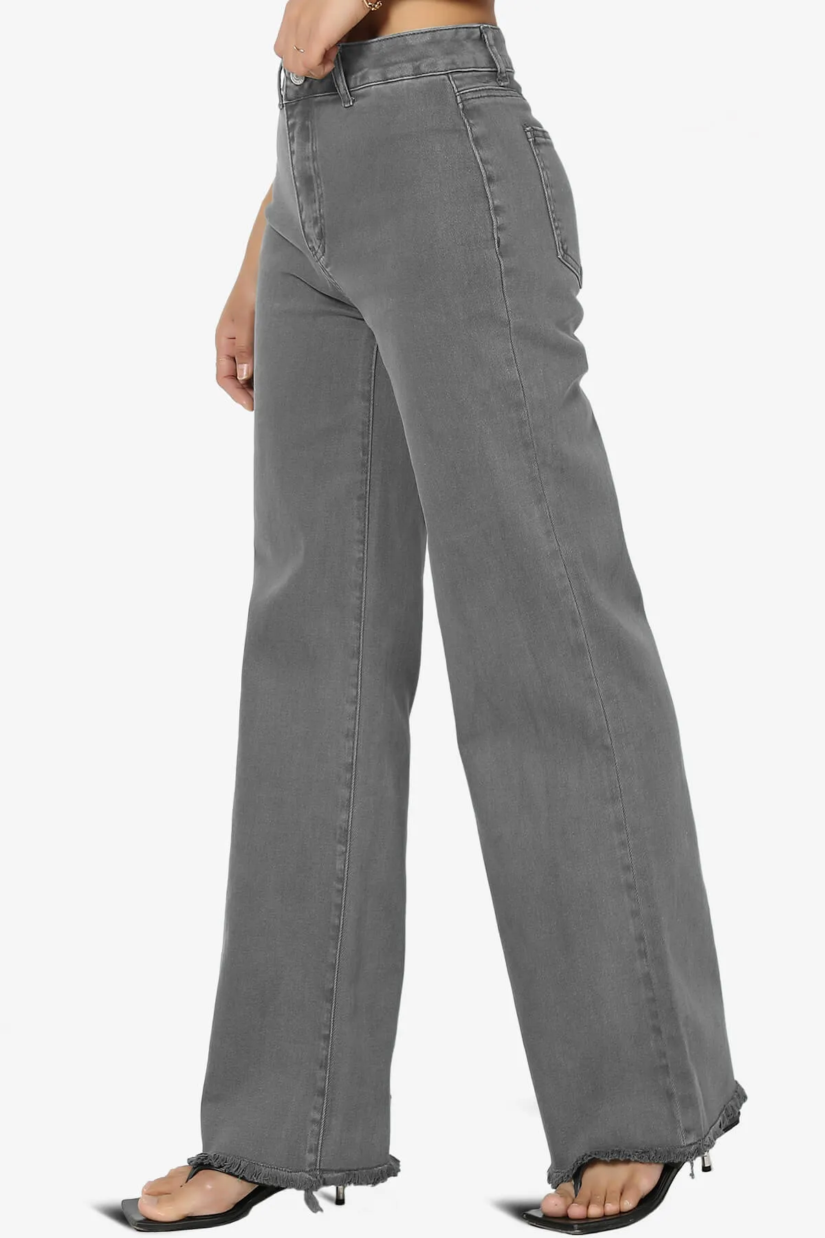 Davie Acid Wash Cutoff Hem Wide Leg Pants
