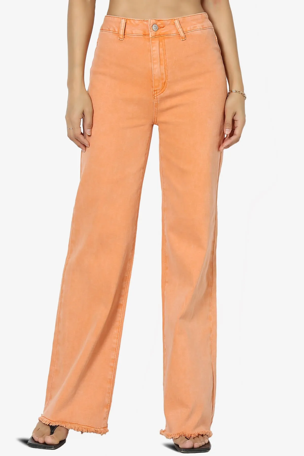 Davie Acid Wash Cutoff Hem Wide Leg Pants