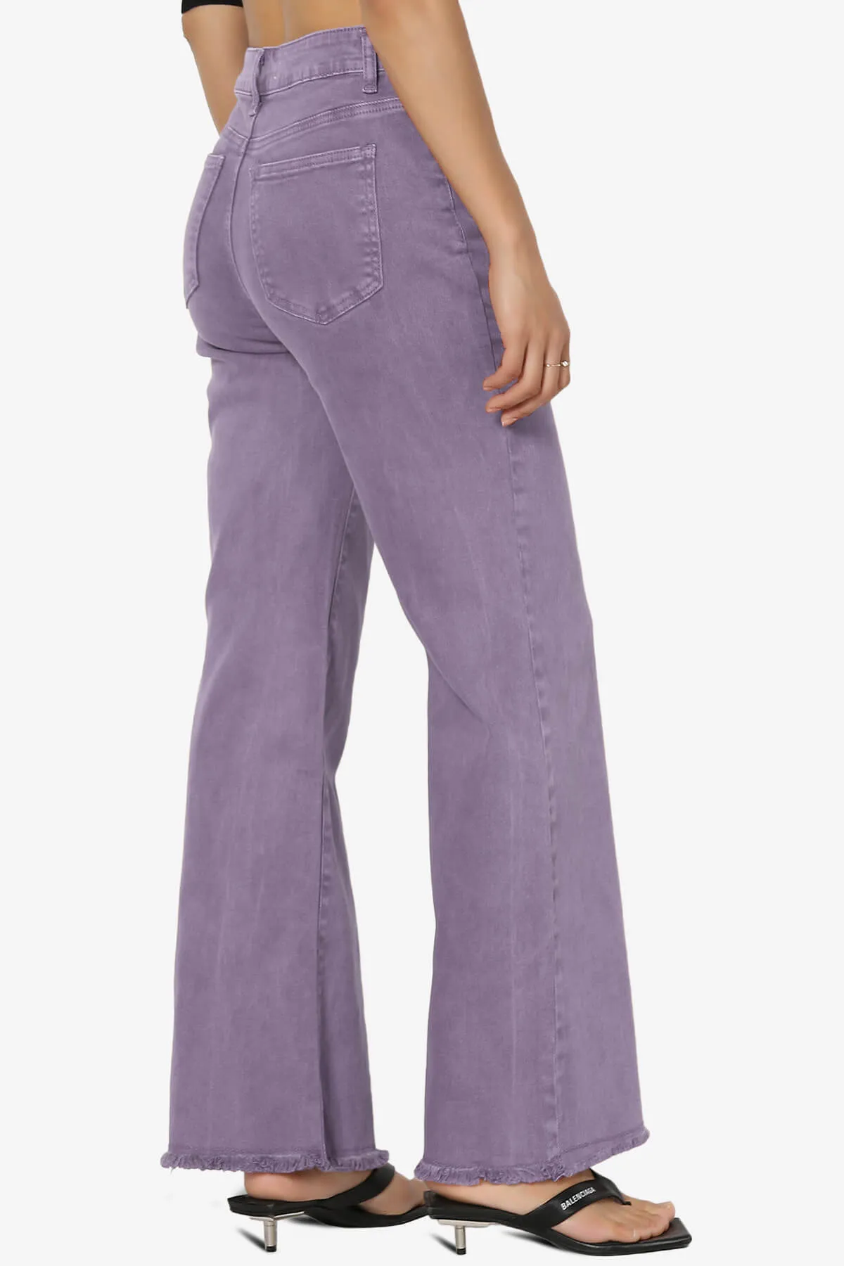 Davie Acid Wash Cutoff Hem Wide Leg Pants