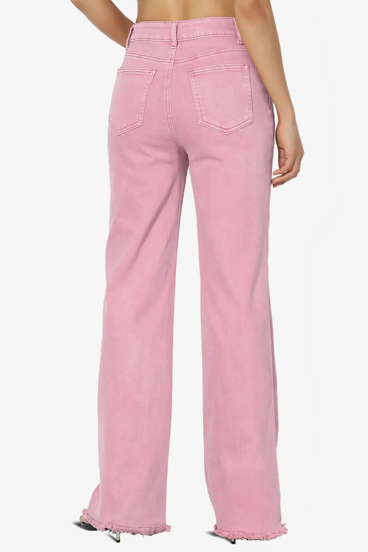 Davie Acid Wash Cutoff Hem Wide Leg Pants