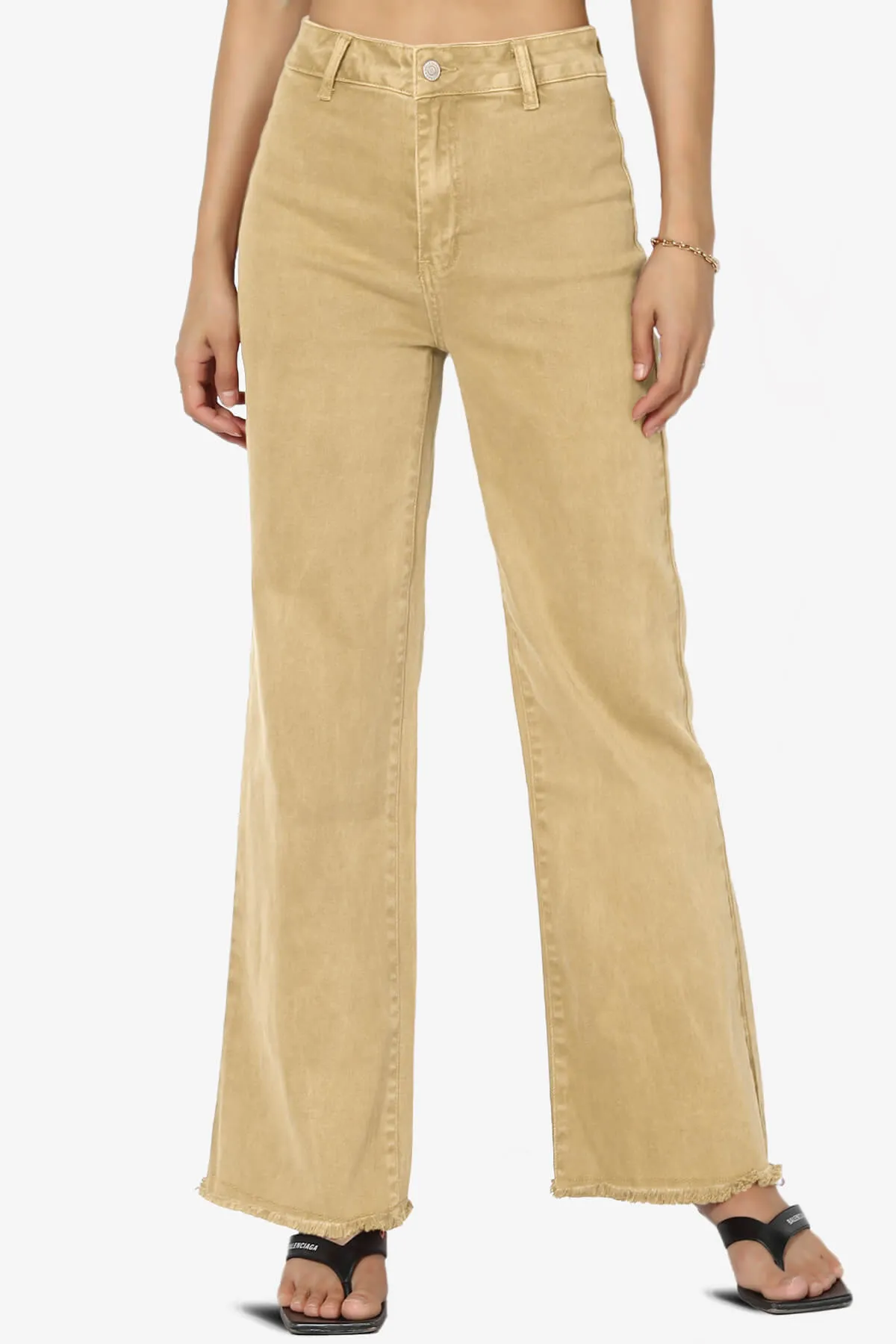 Davie Acid Wash Cutoff Hem Wide Leg Pants