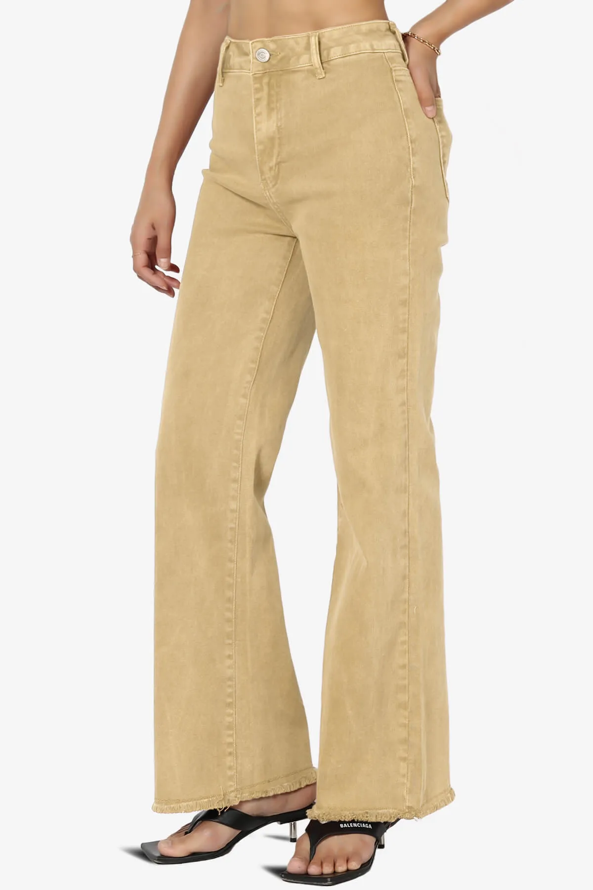 Davie Acid Wash Cutoff Hem Wide Leg Pants
