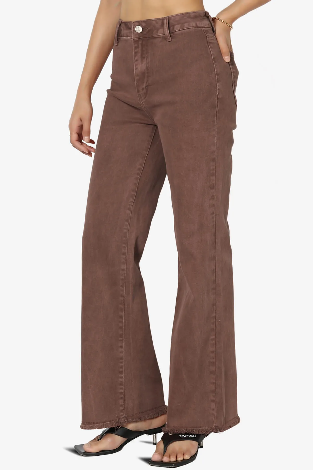 Davie Acid Wash Cutoff Hem Wide Leg Pants