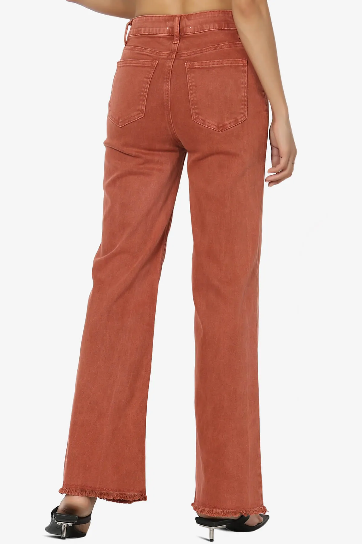 Davie Acid Wash Cutoff Hem Wide Leg Pants
