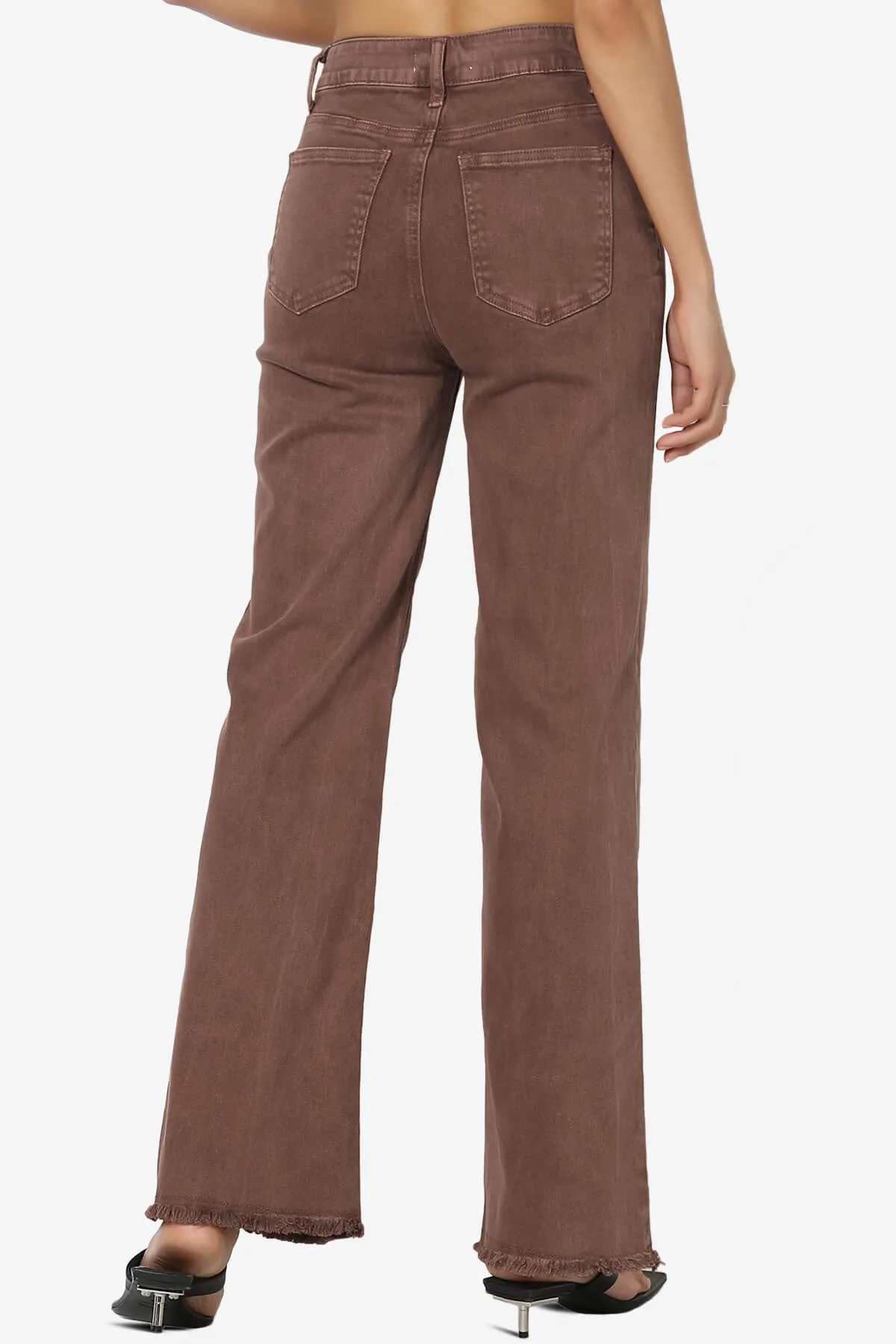 Davie Acid Wash Cutoff Hem Wide Leg Pants