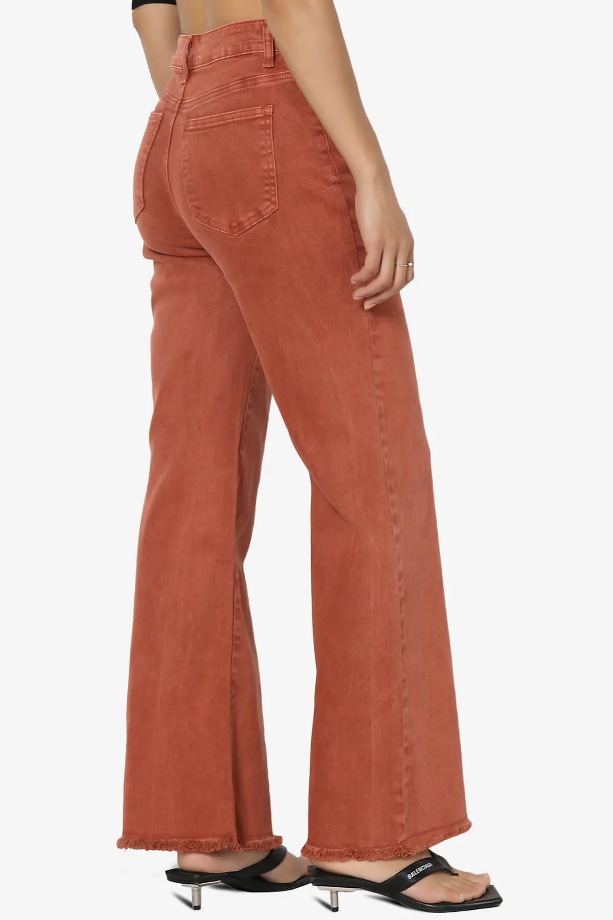 Davie Acid Wash Cutoff Hem Wide Leg Pants