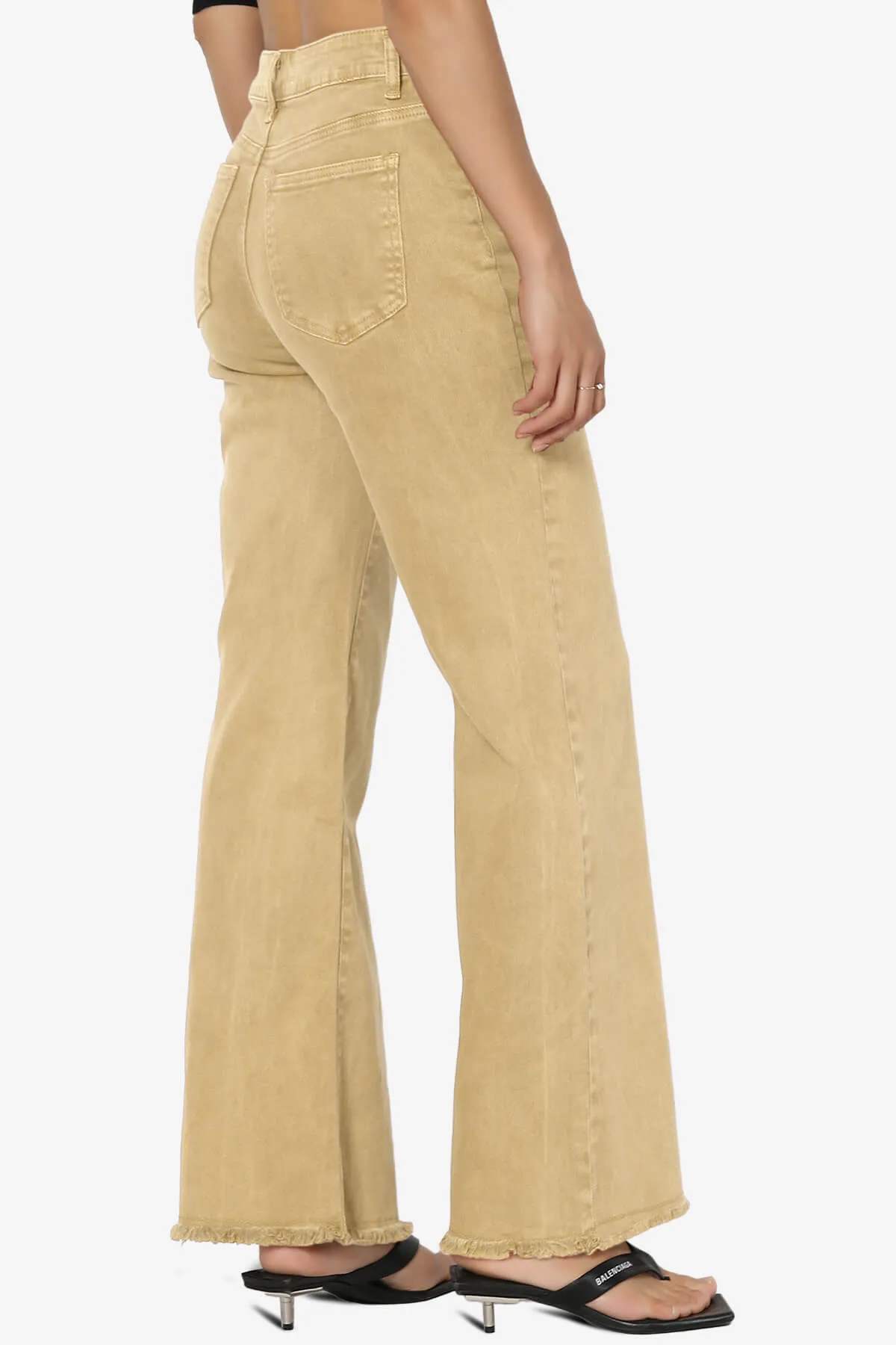 Davie Acid Wash Cutoff Hem Wide Leg Pants