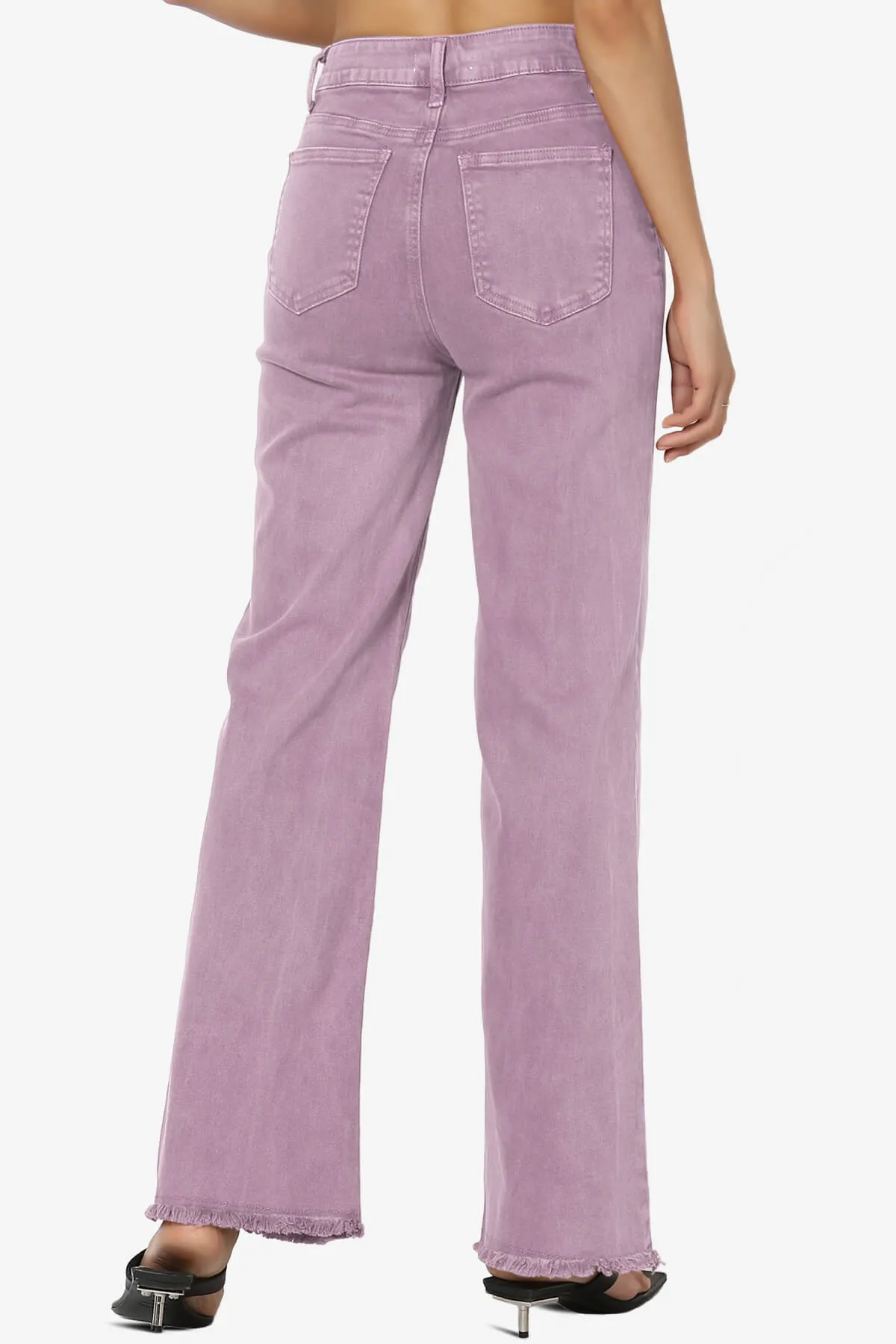 Davie Acid Wash Cutoff Hem Wide Leg Pants