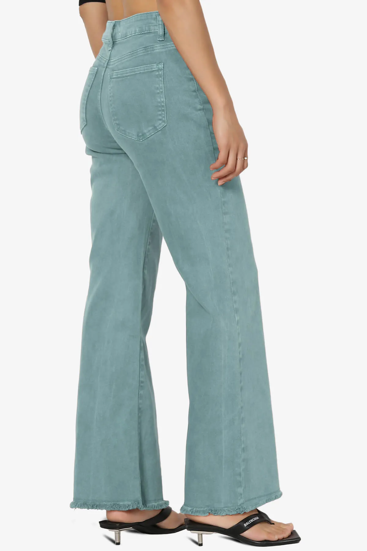 Davie Acid Wash Cutoff Hem Wide Leg Pants