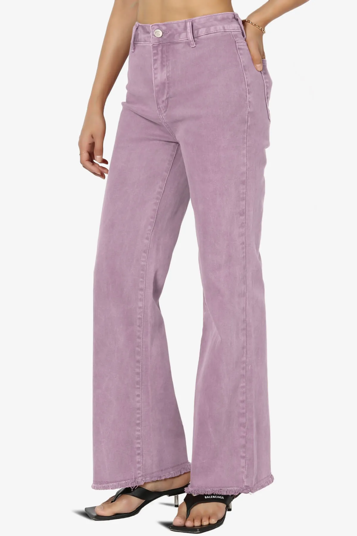 Davie Acid Wash Cutoff Hem Wide Leg Pants
