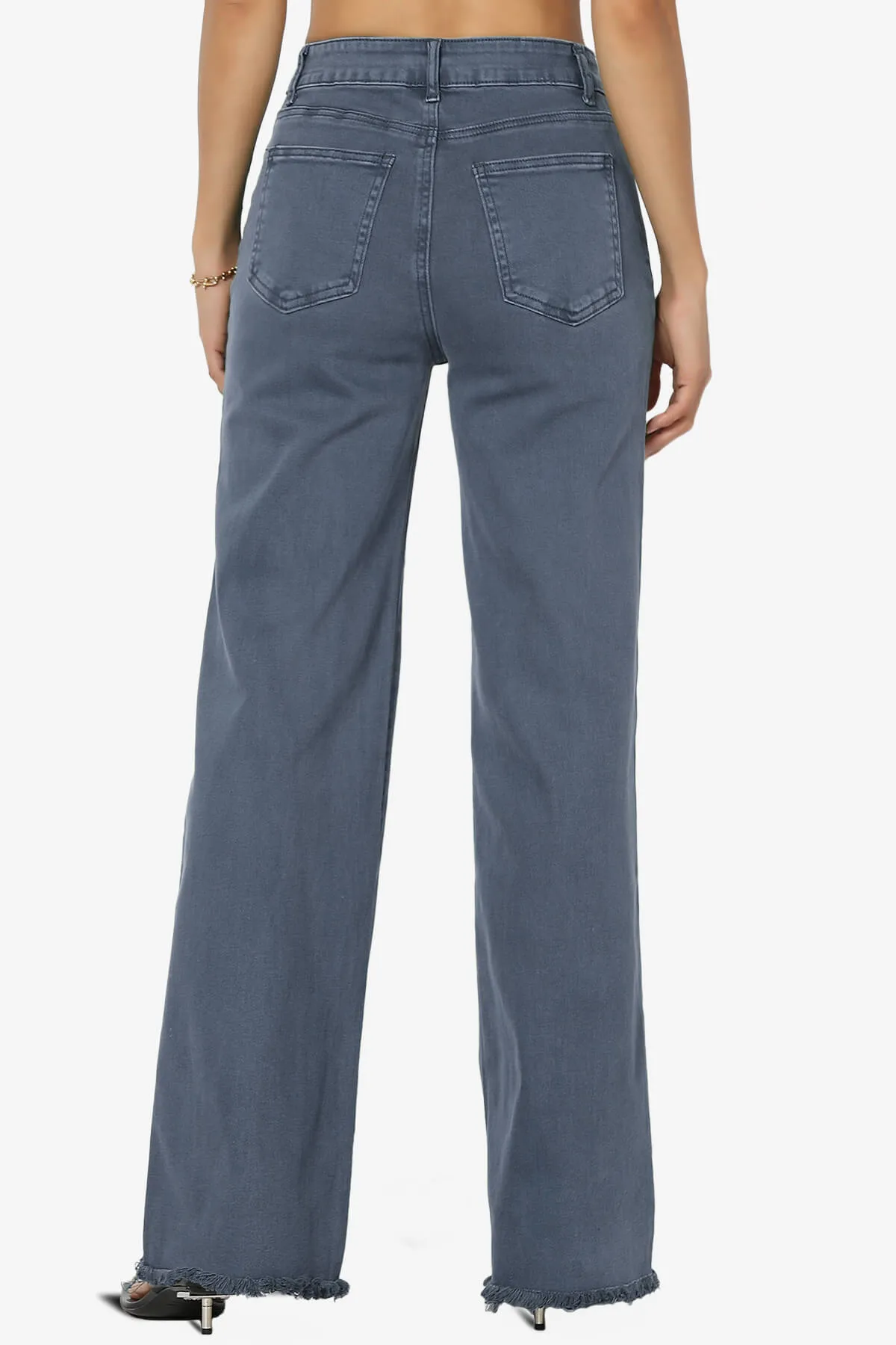 Davie Acid Wash Cutoff Hem Wide Leg Pants