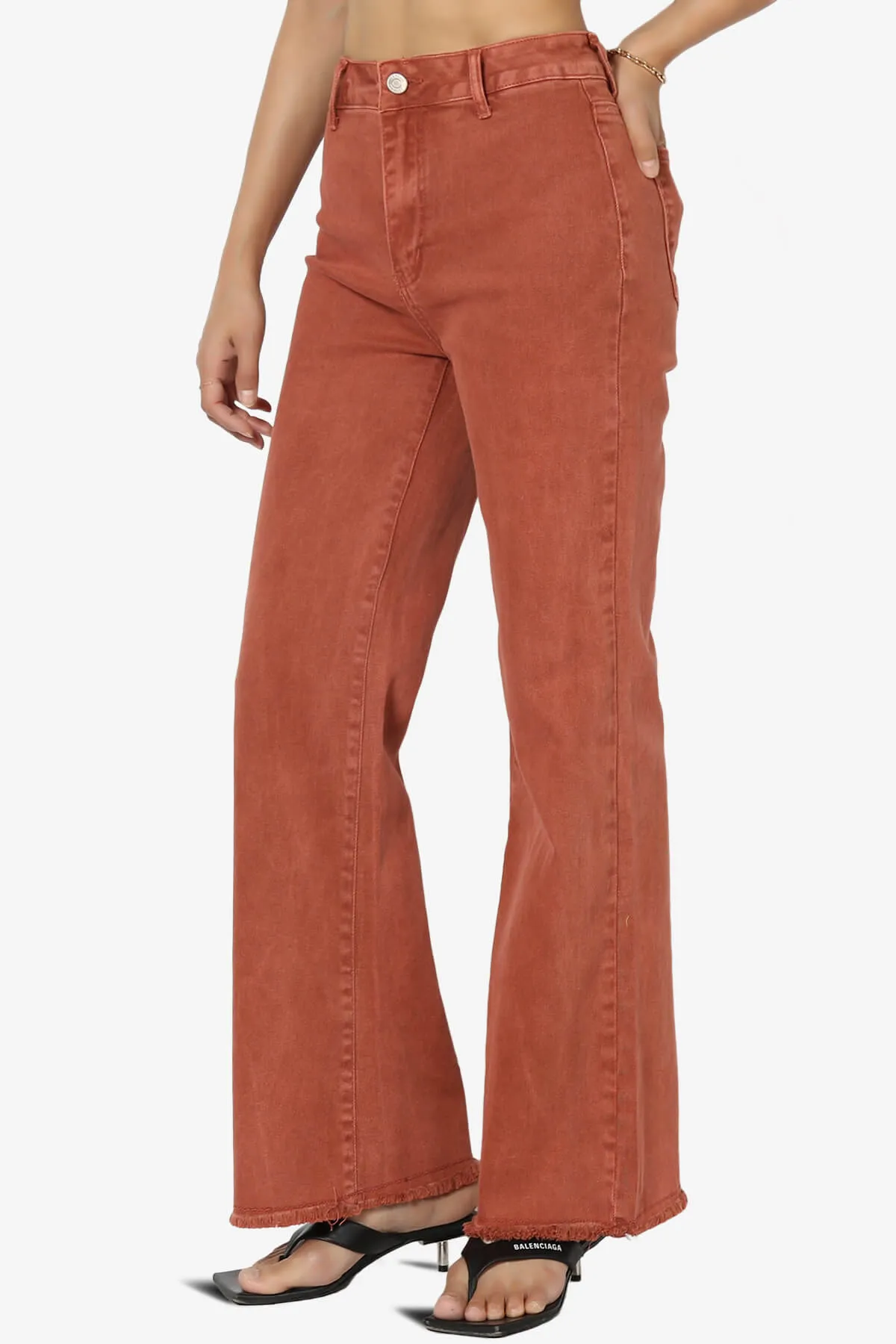Davie Acid Wash Cutoff Hem Wide Leg Pants