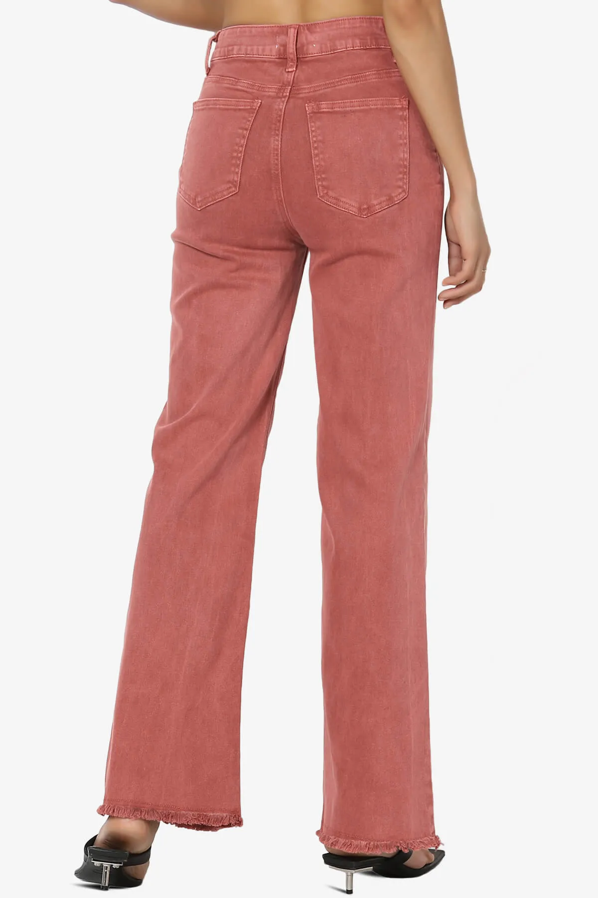 Davie Acid Wash Cutoff Hem Wide Leg Pants