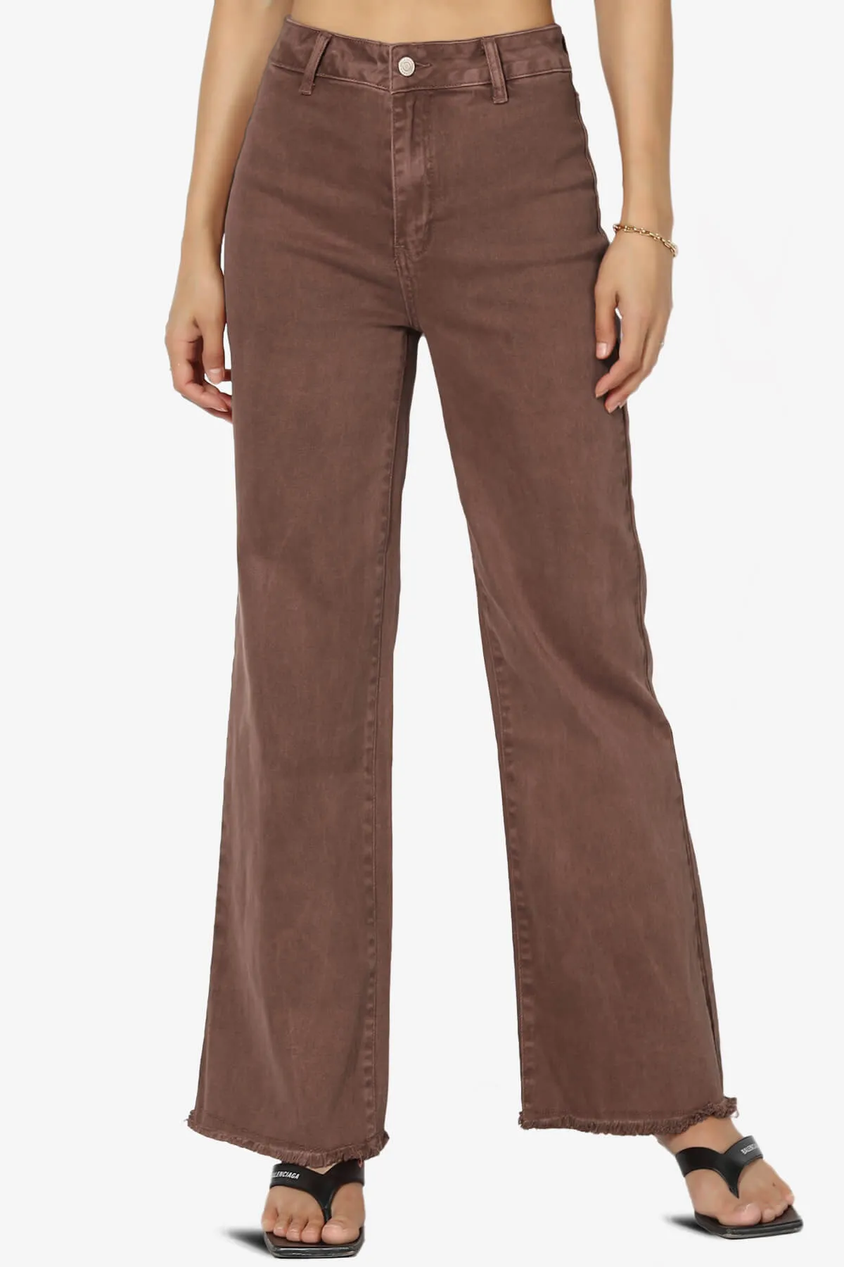 Davie Acid Wash Cutoff Hem Wide Leg Pants