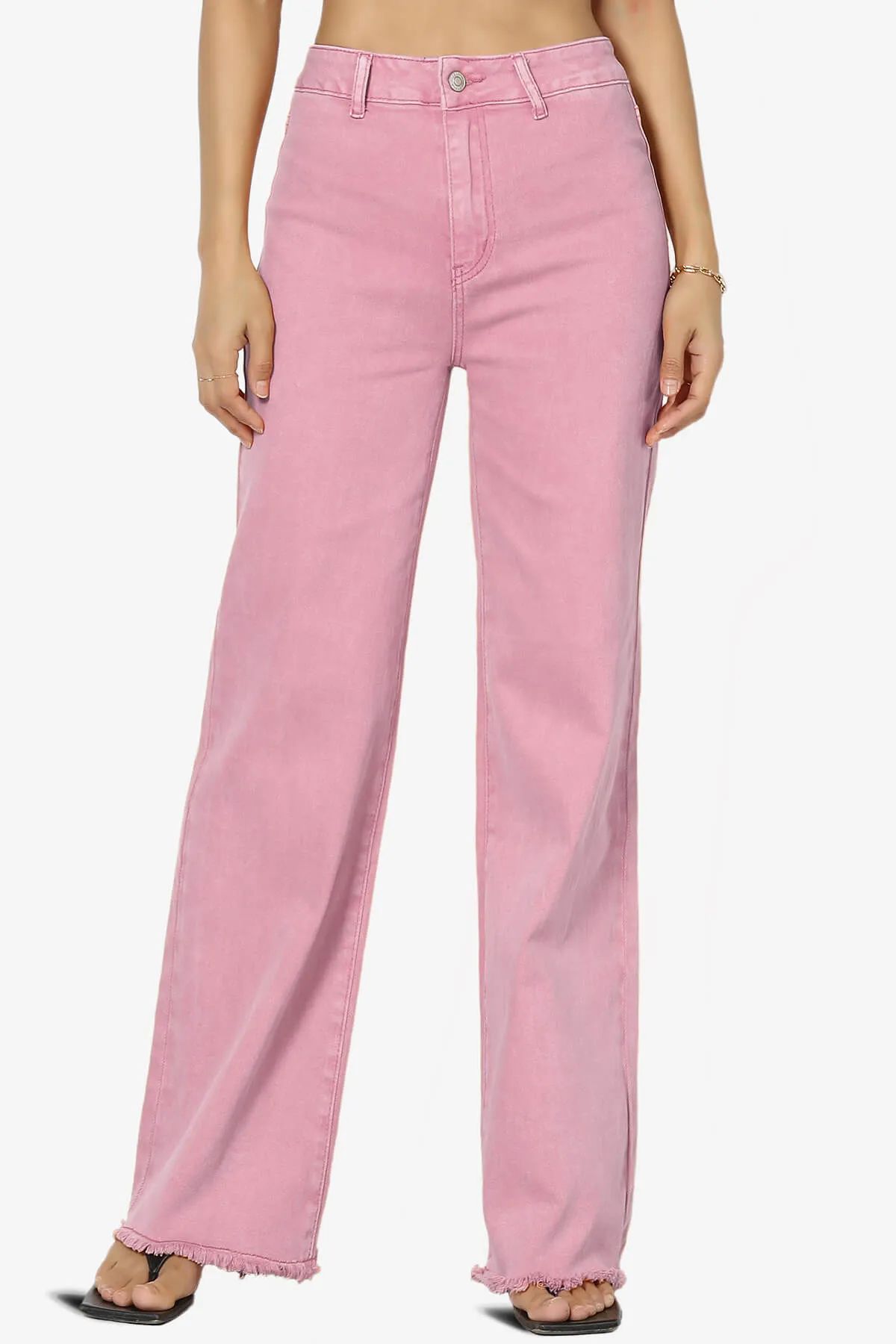 Davie Acid Wash Cutoff Hem Wide Leg Pants