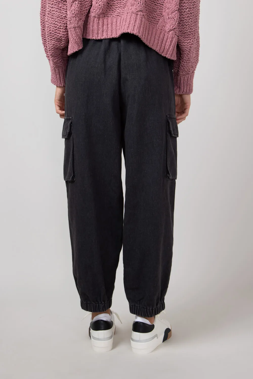 Denim Cargo Joggers for Women in Black | VP71969-BLACKDENIM