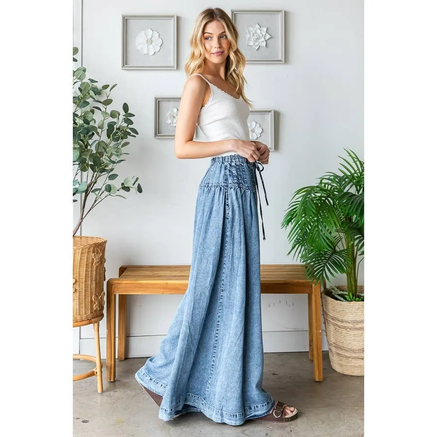 Denim Washed Pinktuck Wide Leg Oli Hali Pants