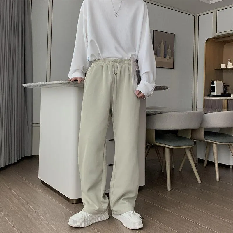 Elastic Waist Straight Track Pants