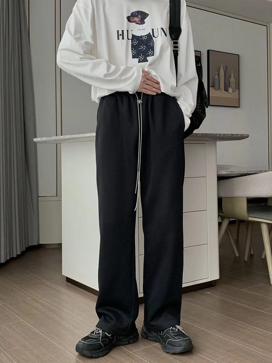 Elastic Waist Straight Track Pants