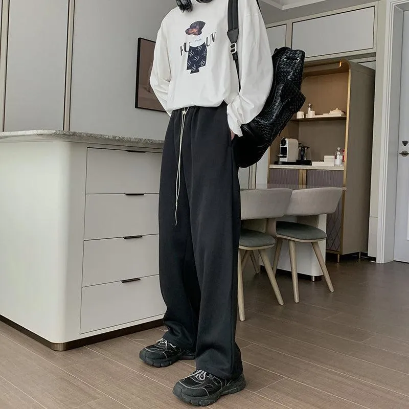 Elastic Waist Straight Track Pants