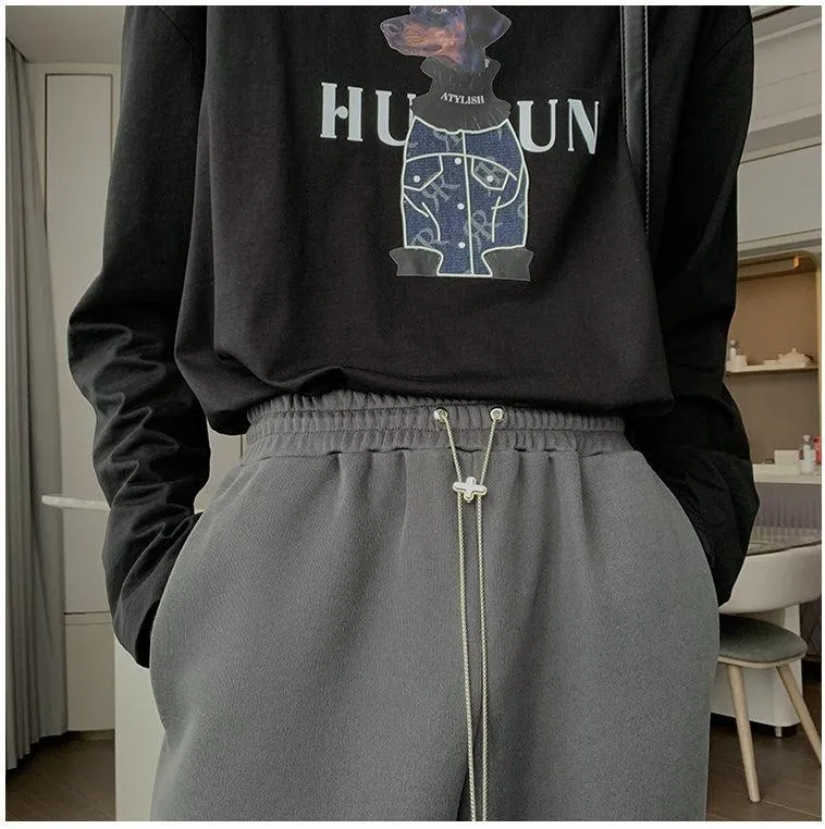 Elastic Waist Straight Track Pants