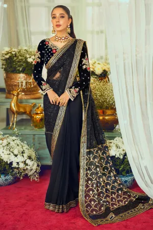 Embroidered Black Velvet Saree Pakistani Wedding Dresses
