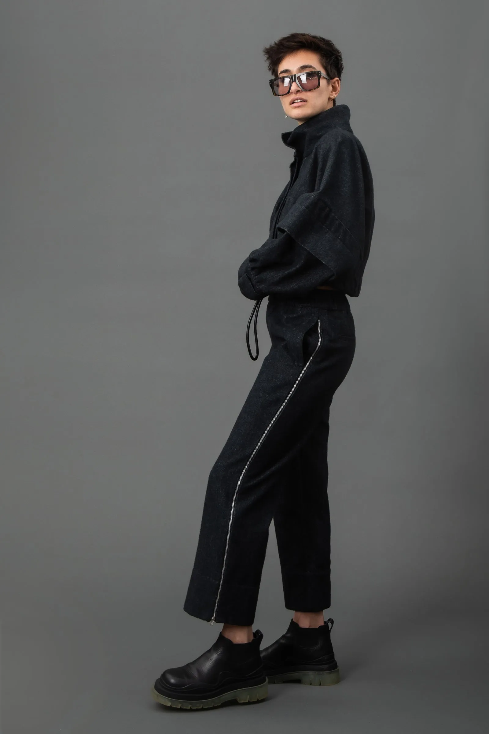 Enton v.2 Navy Cropped Wide Leg Pant