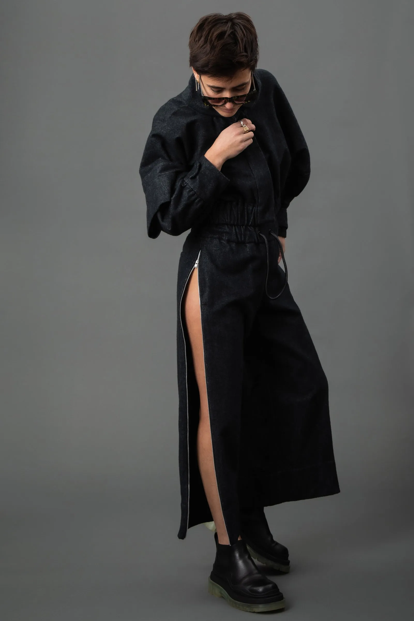 Enton v.2 Navy Cropped Wide Leg Pant