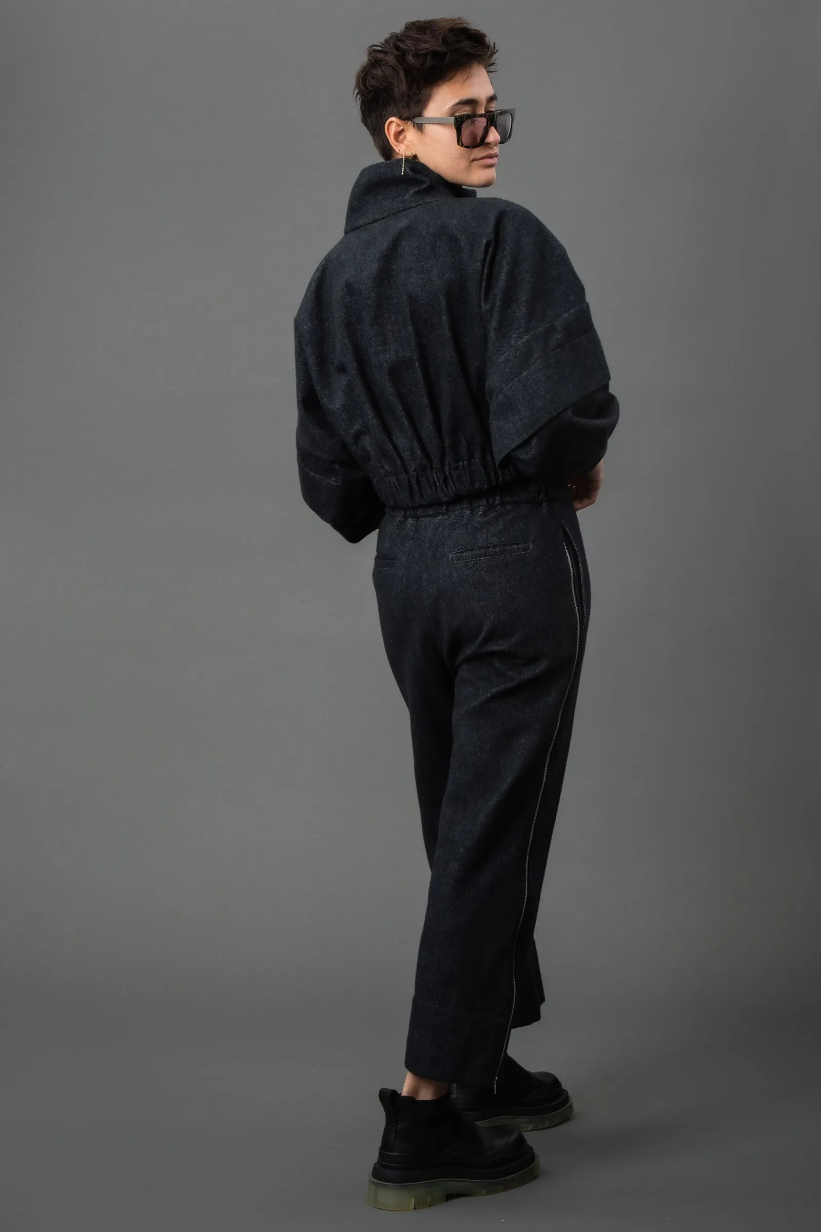 Enton v.2 Navy Cropped Wide Leg Pant
