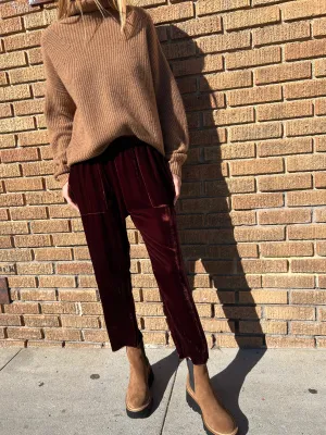 Erika Drop Pant in Velvet - Mahogany