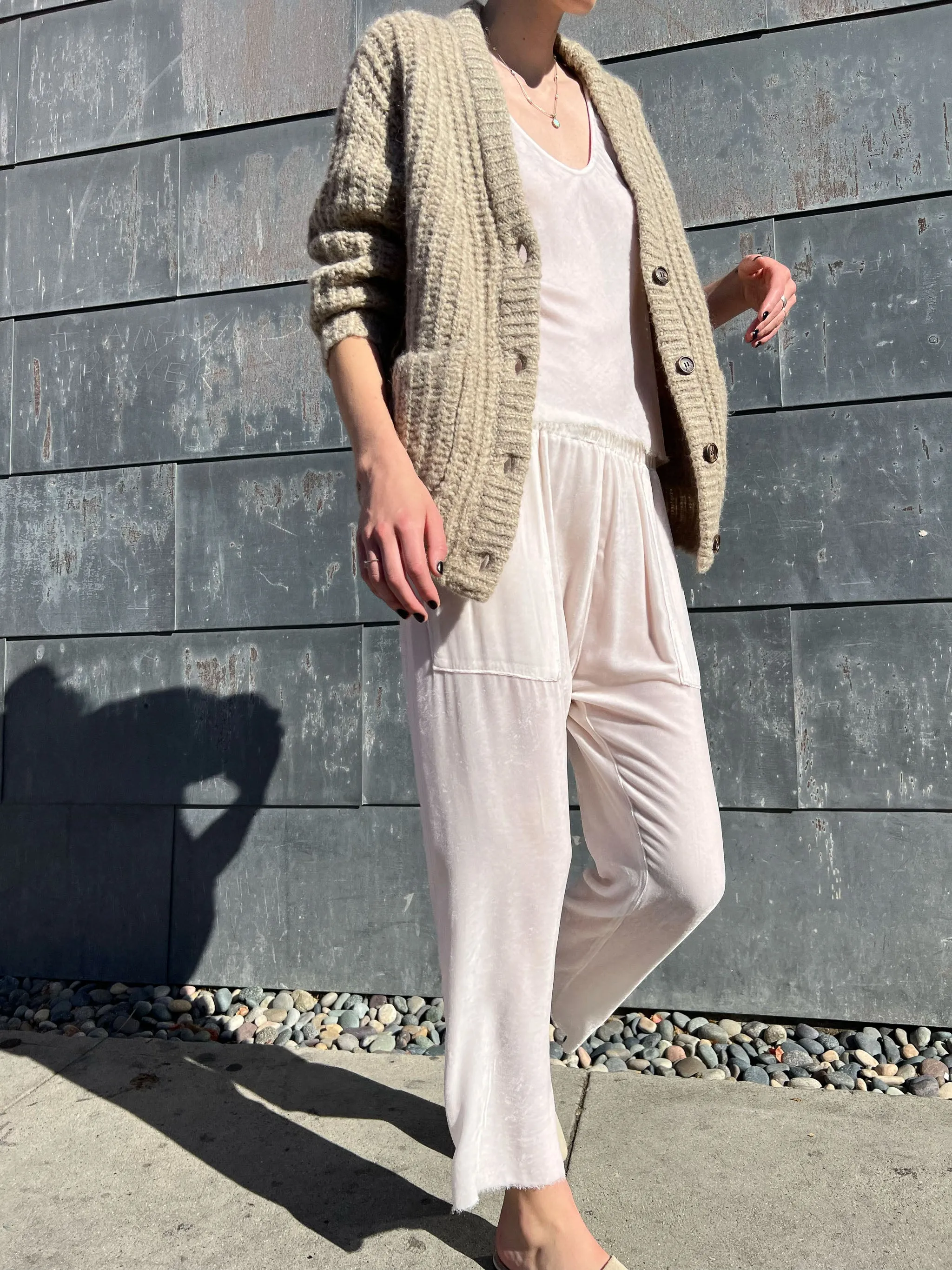 Erika Drop Pant in Velvet - Milk