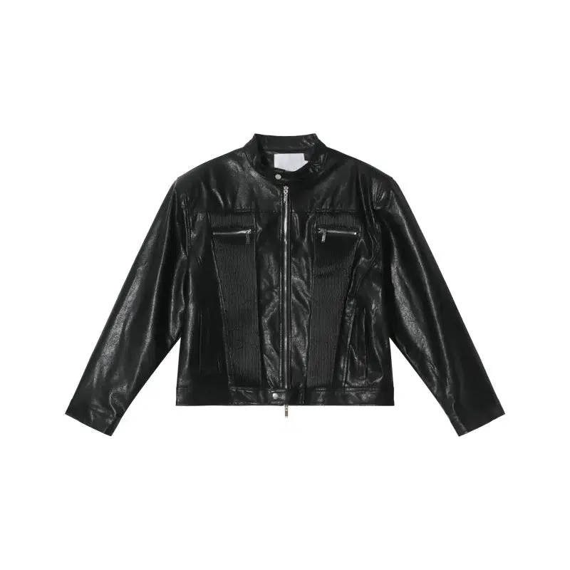 Fashion Leather Jacket Pants Suit