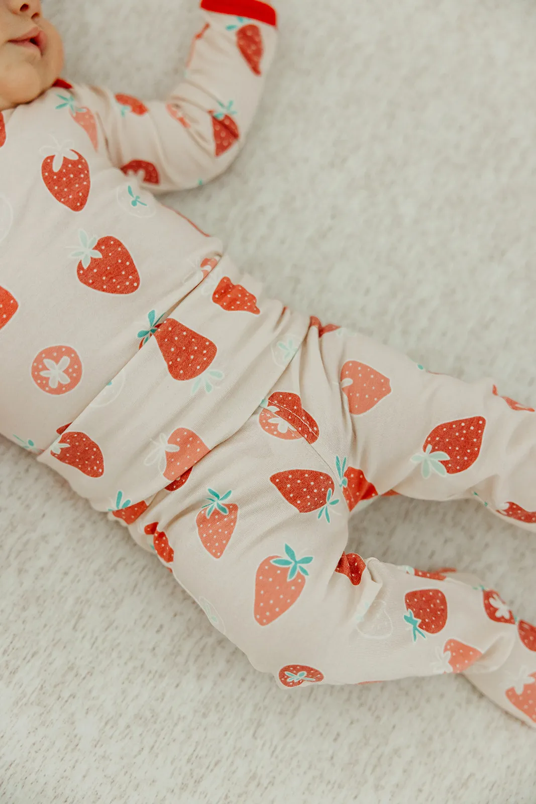Footed Baby Pants - Strawberry