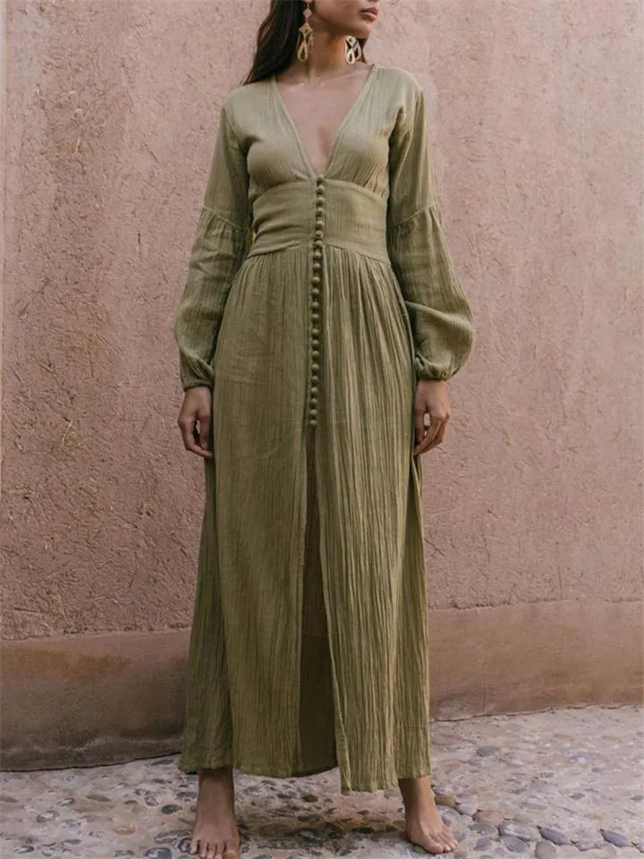 French Style Long Sleeve Maxi Dress
