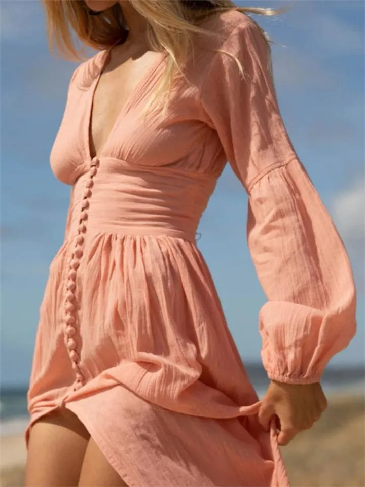 French Style Long Sleeve Maxi Dress