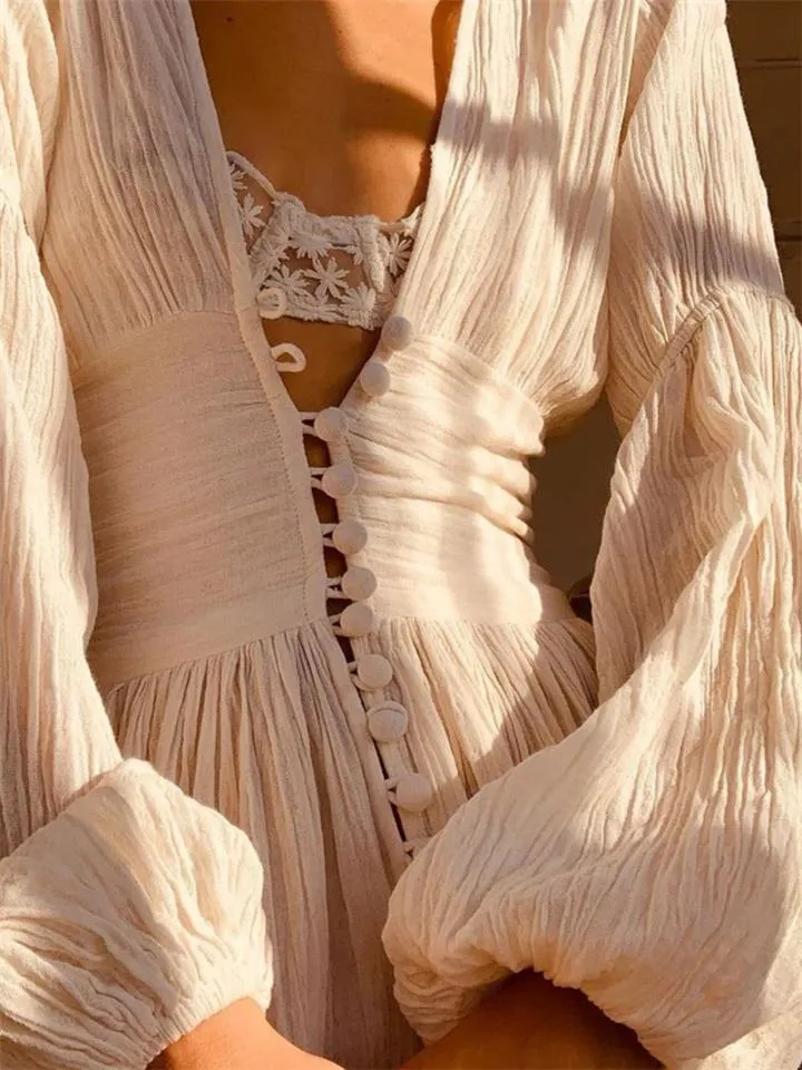 French Style Long Sleeve Maxi Dress