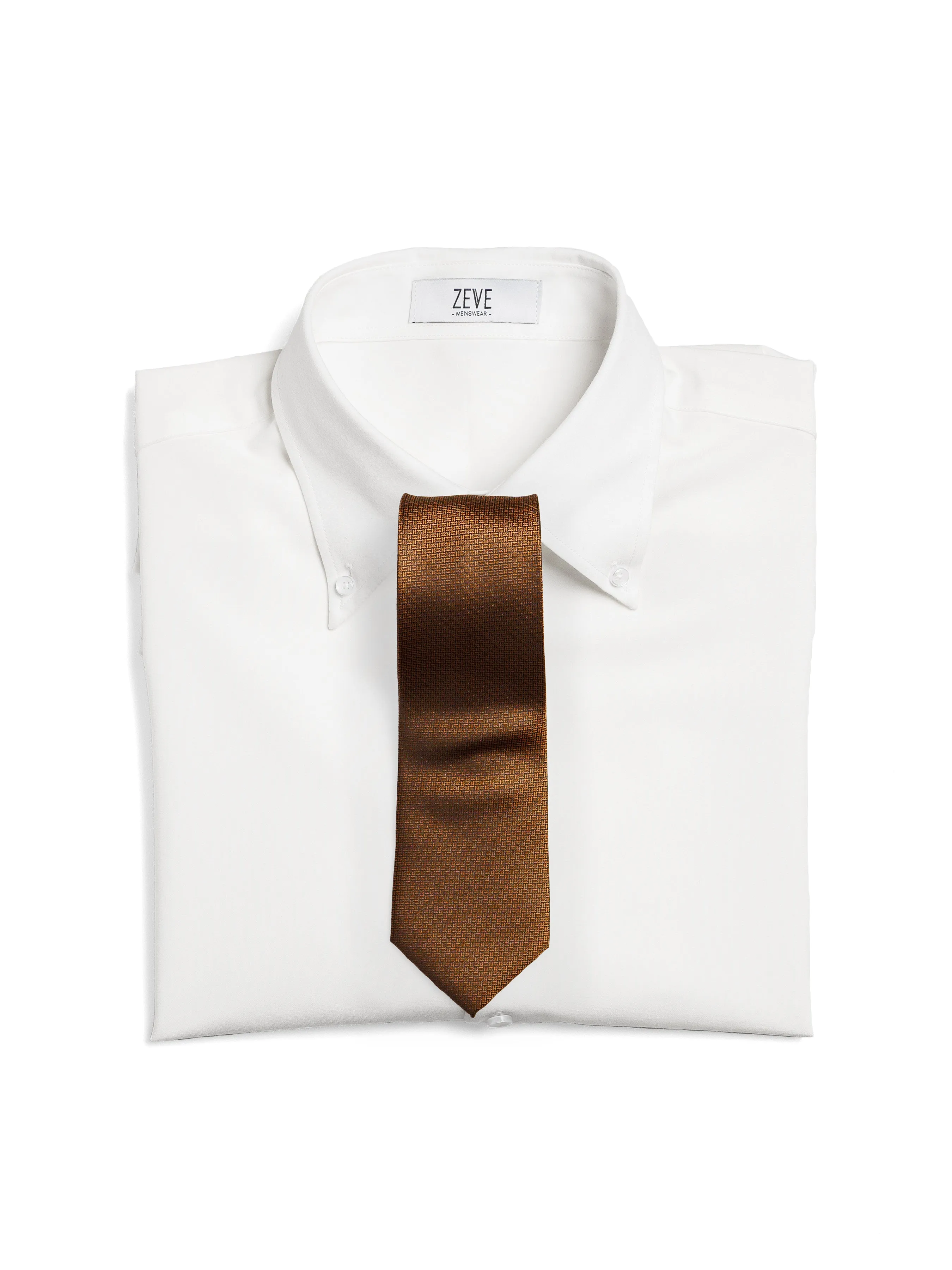 Geometric Tie - Golden Brown with Mini Double Weave